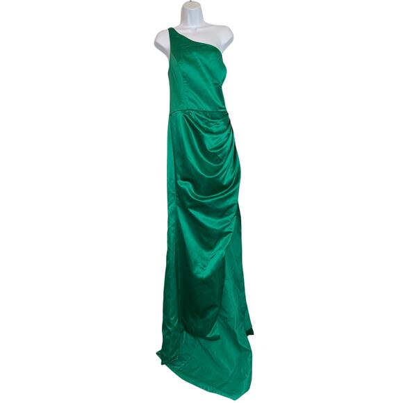 SHERRI HILL Emerald Green One Shoulder Dress Style 54921 SIZE 18 - Picture 1 of 16